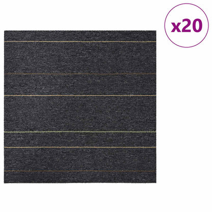 Carpet Tile Dark Grey with Stripes 50 x 50 cm 20 pcs