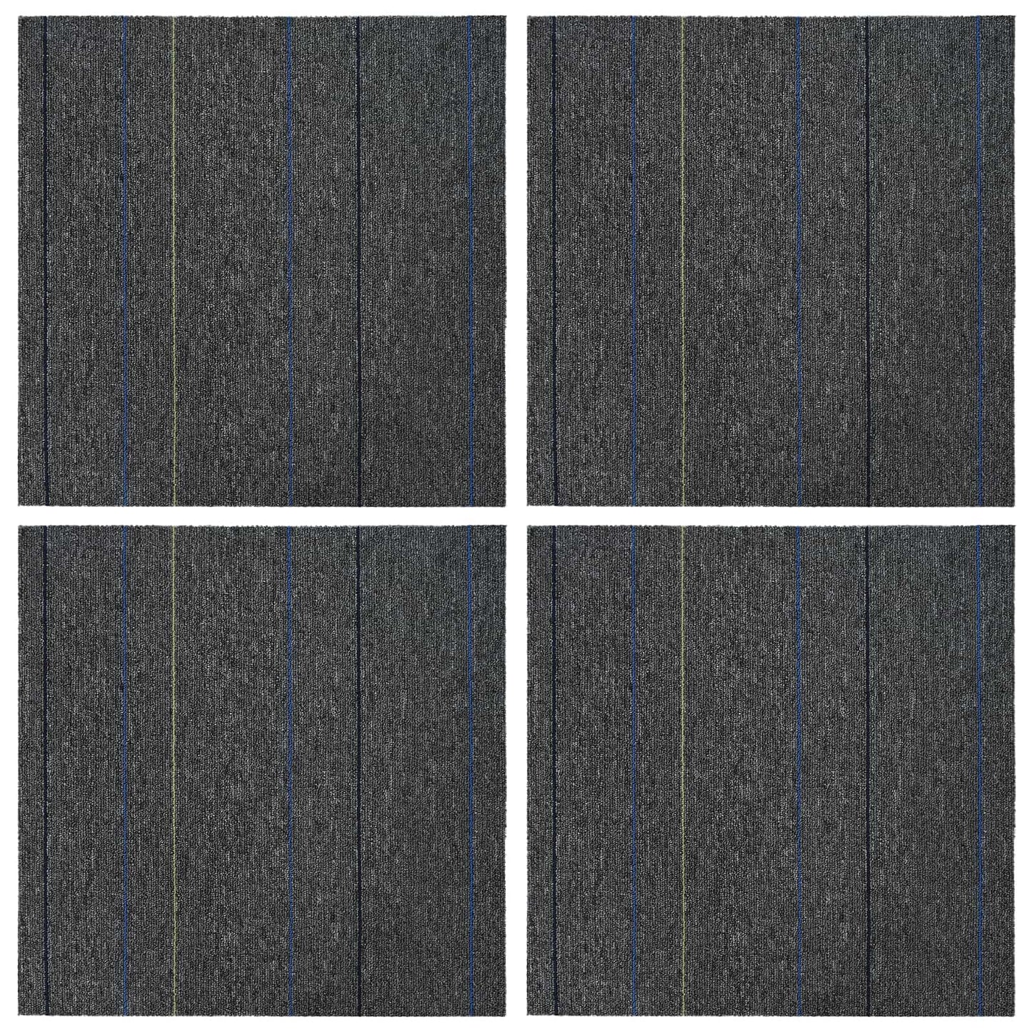 Carpet Tile Medium Grey with Stripes 50 x 50 cm 4 pcs