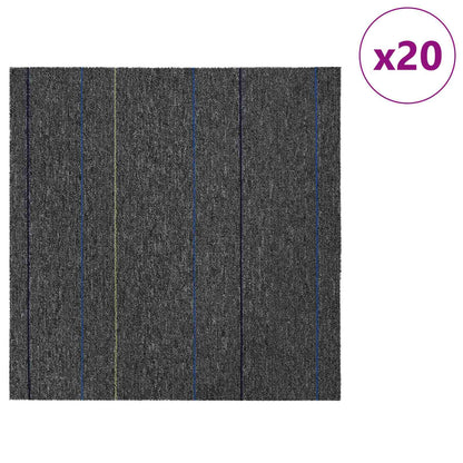 Carpet Tile Medium Grey with Stripes 50 x 50 cm 20 pcs