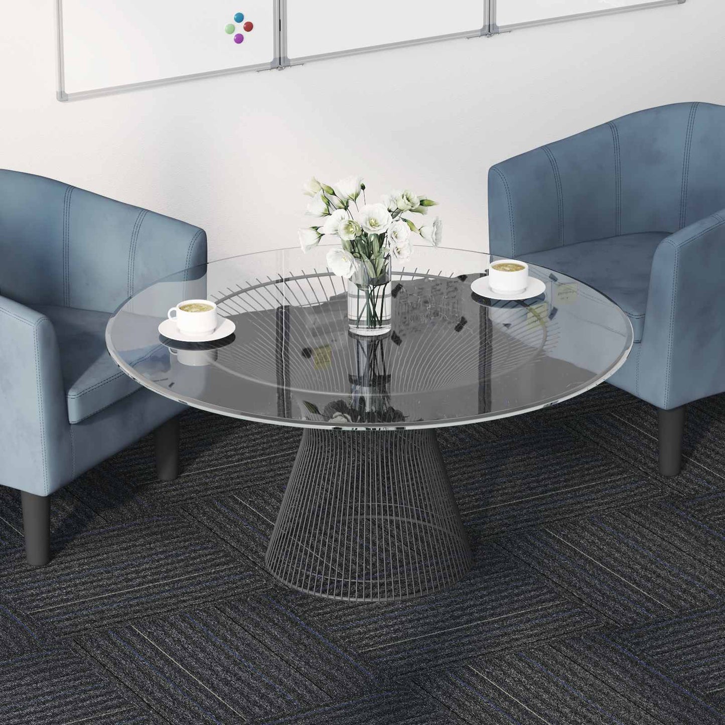 Carpet Tile Medium Grey with Stripes 50 x 50 cm 36 pcs