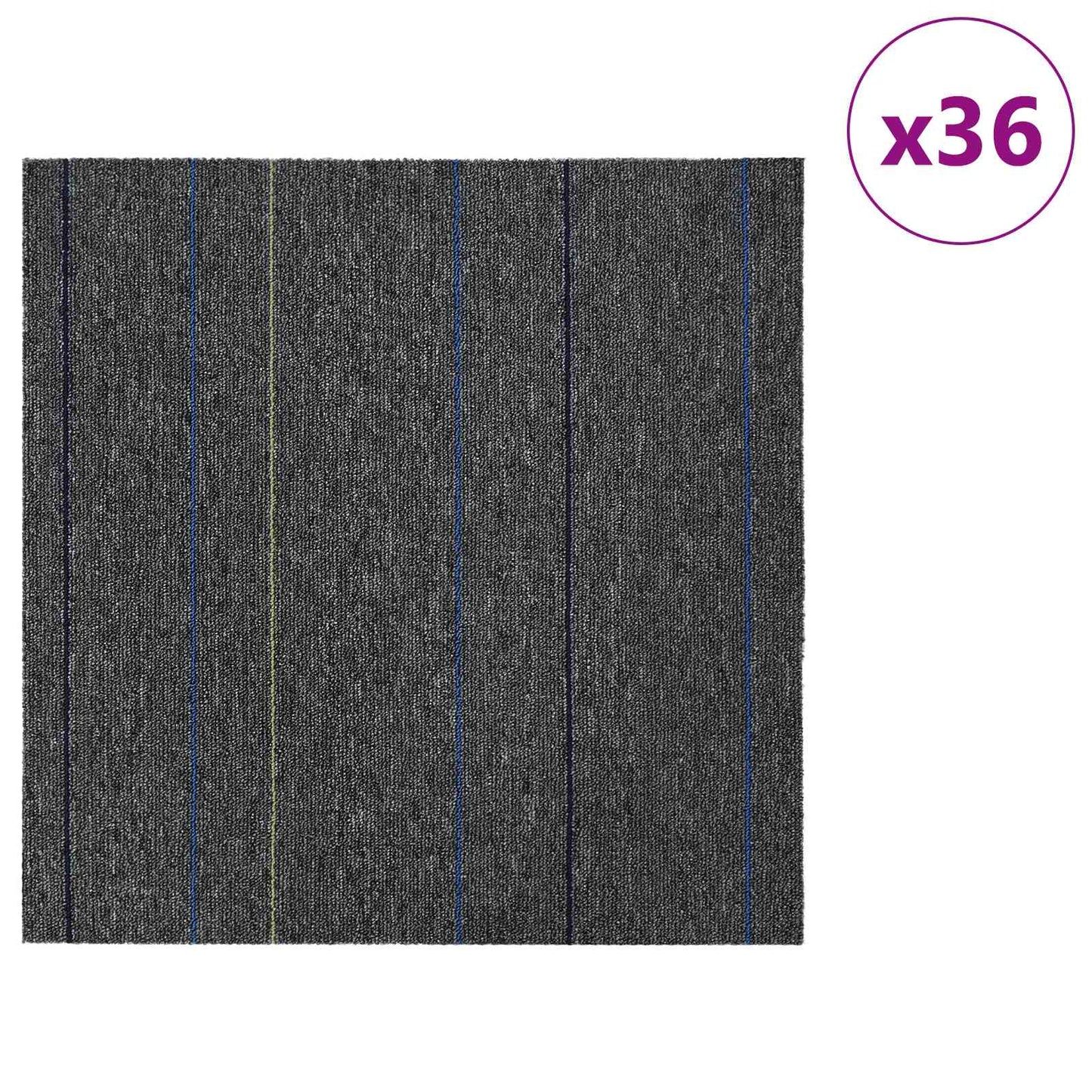 Carpet Tile Medium Grey with Stripes 50 x 50 cm 36 pcs