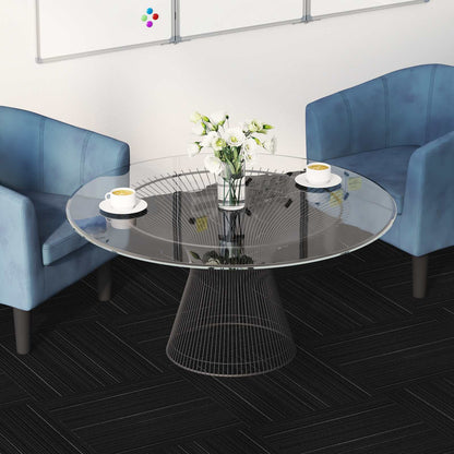 Carpet Tile Striped Dark Grey 50 x 50 cm 4 pcs PP and Bitumen