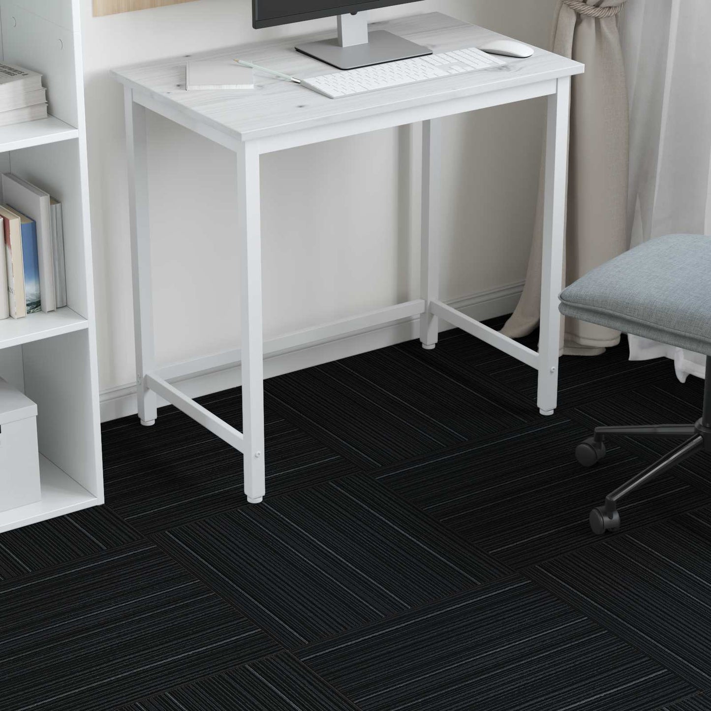 Carpet Tile Striped Dark Grey 50 x 50 cm 4 pcs PP and Bitumen