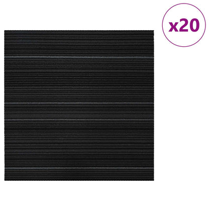 Carpet Tile Striped Dark Grey 50 x 50 cm 20 pcs PP and Bitumen
