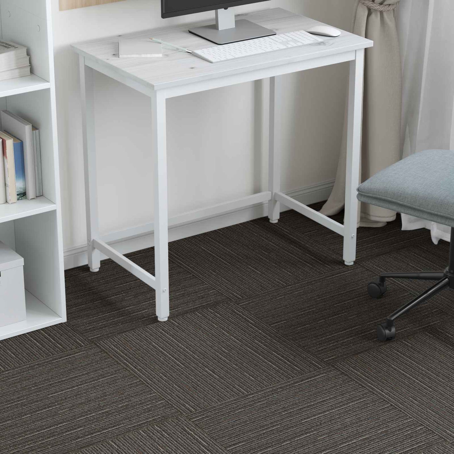 Carpet Tile Striped Dark Brown 50 x 50 cm 4 pcs PP and Bitumen