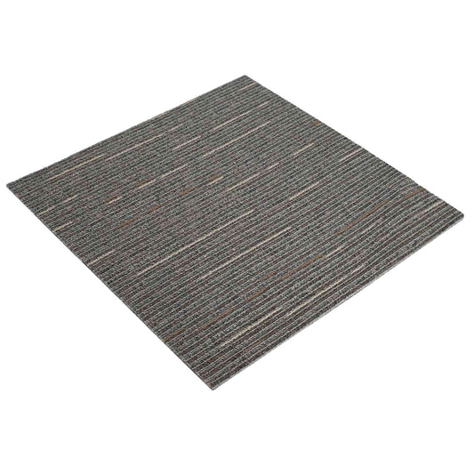 Carpet Tile Striped Dark Brown 50 x 50 cm 4 pcs PP and Bitumen