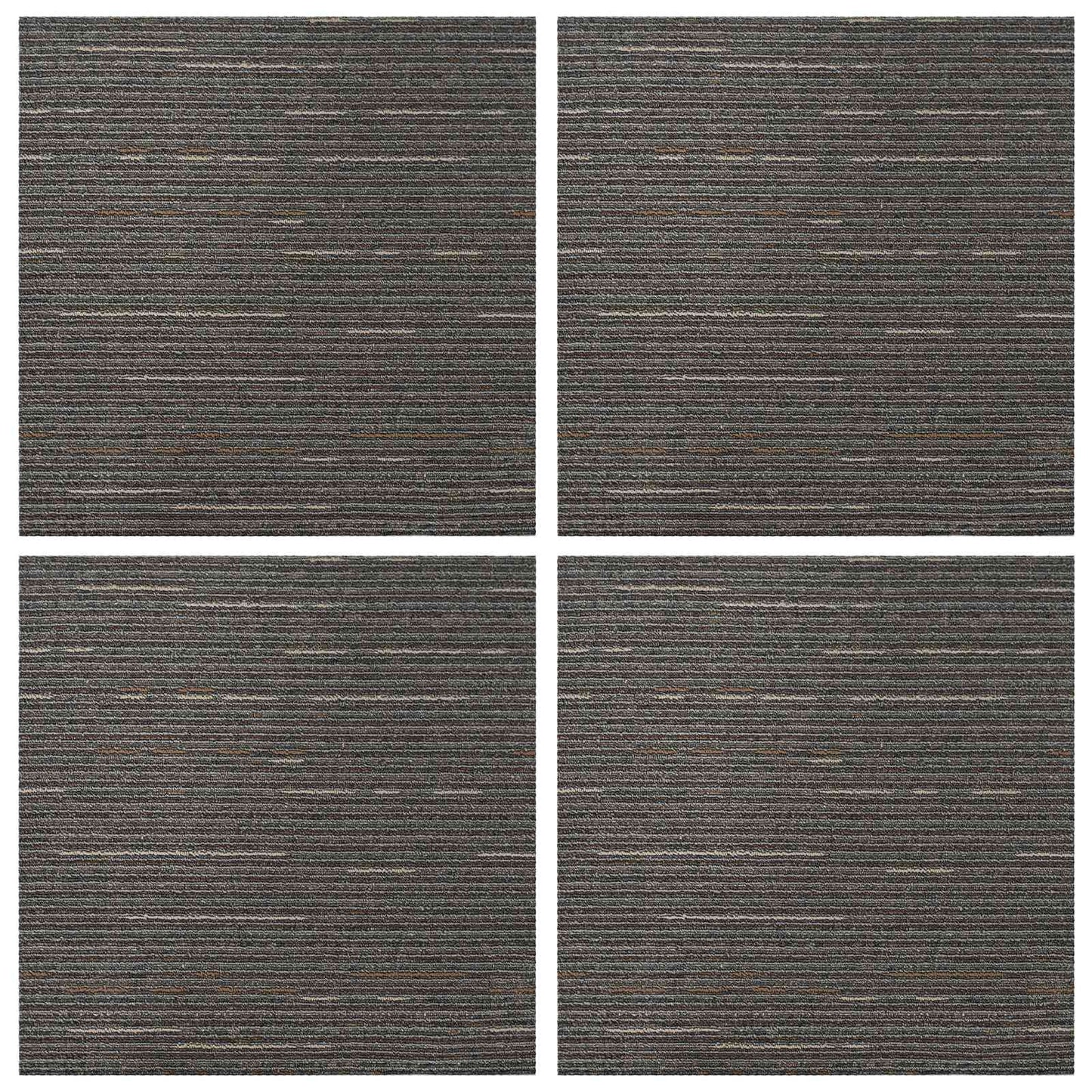 Carpet Tile Striped Dark Brown 50 x 50 cm 4 pcs PP and Bitumen