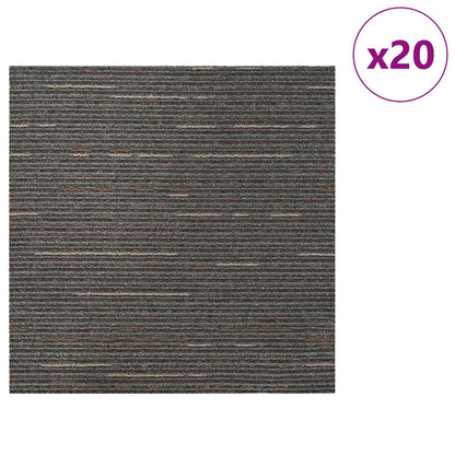 Carpet Tile Striped Dark Brown 50 x 50 cm 20 pcs PP and Bitumen