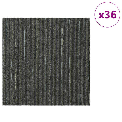 Carpet Tile Striped Light Green 50 x 50 cm 36 pcs