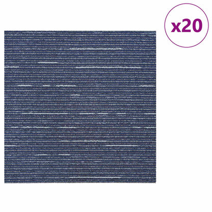 Carpet Tile Striped Blue 50 x 50 cm 20 pcs PP and Bitumen