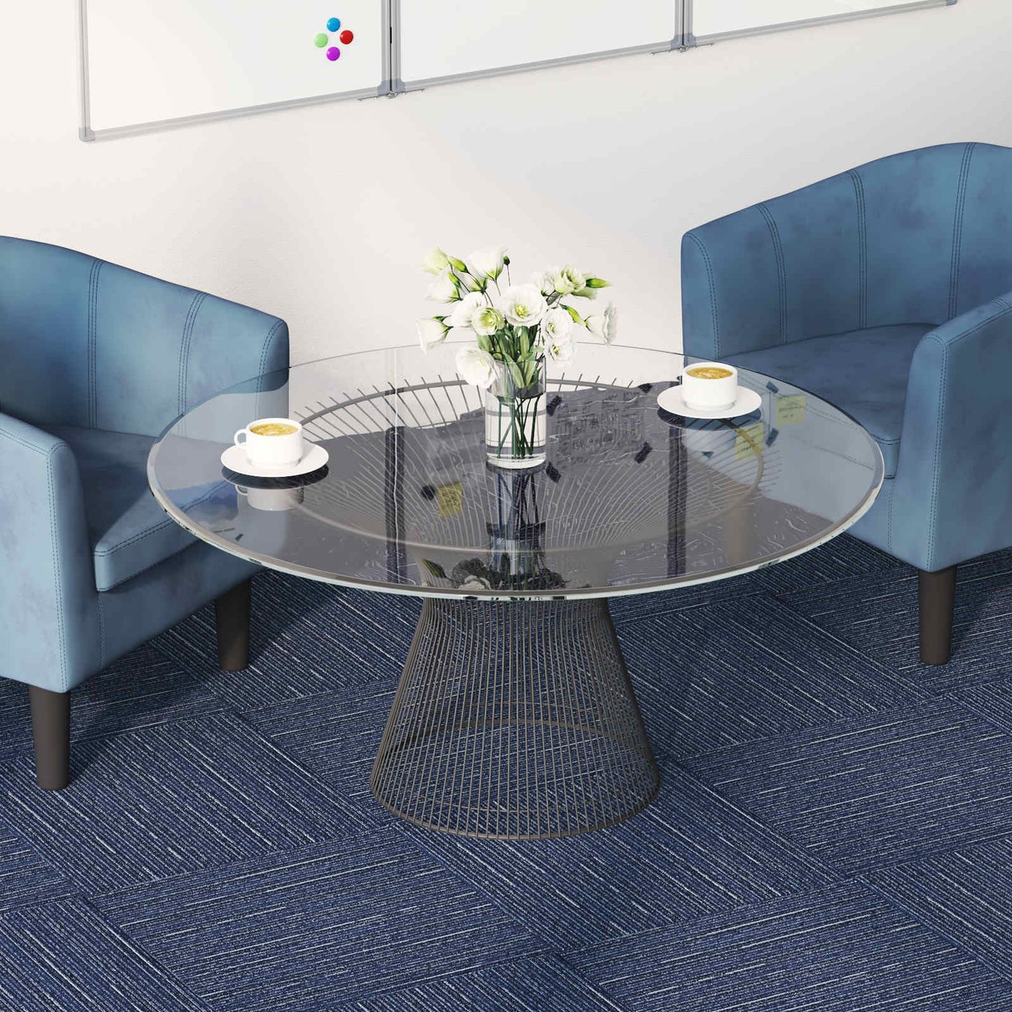 Carpet Tile Striped Blue 50 x 50 cm 36 pcs PP and Bitumen