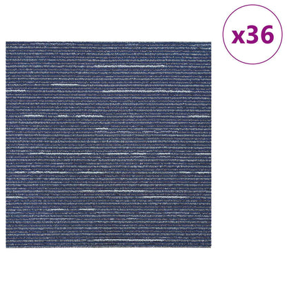 Carpet Tile Striped Blue 50 x 50 cm 36 pcs PP and Bitumen