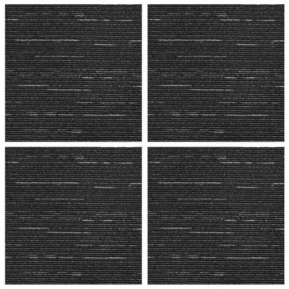 Carpet Tile Striped Black 50 x 50 cm 4 pcs PP and Bitumen