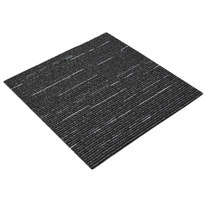 Carpet Tile Striped Black 50 x 50 cm 20 pcs PP and Bitumen