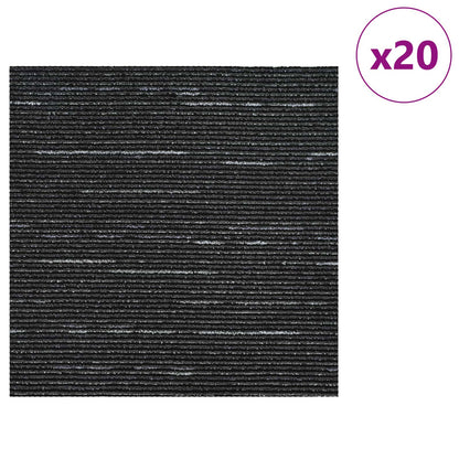 Carpet Tile Striped Black 50 x 50 cm 20 pcs PP and Bitumen
