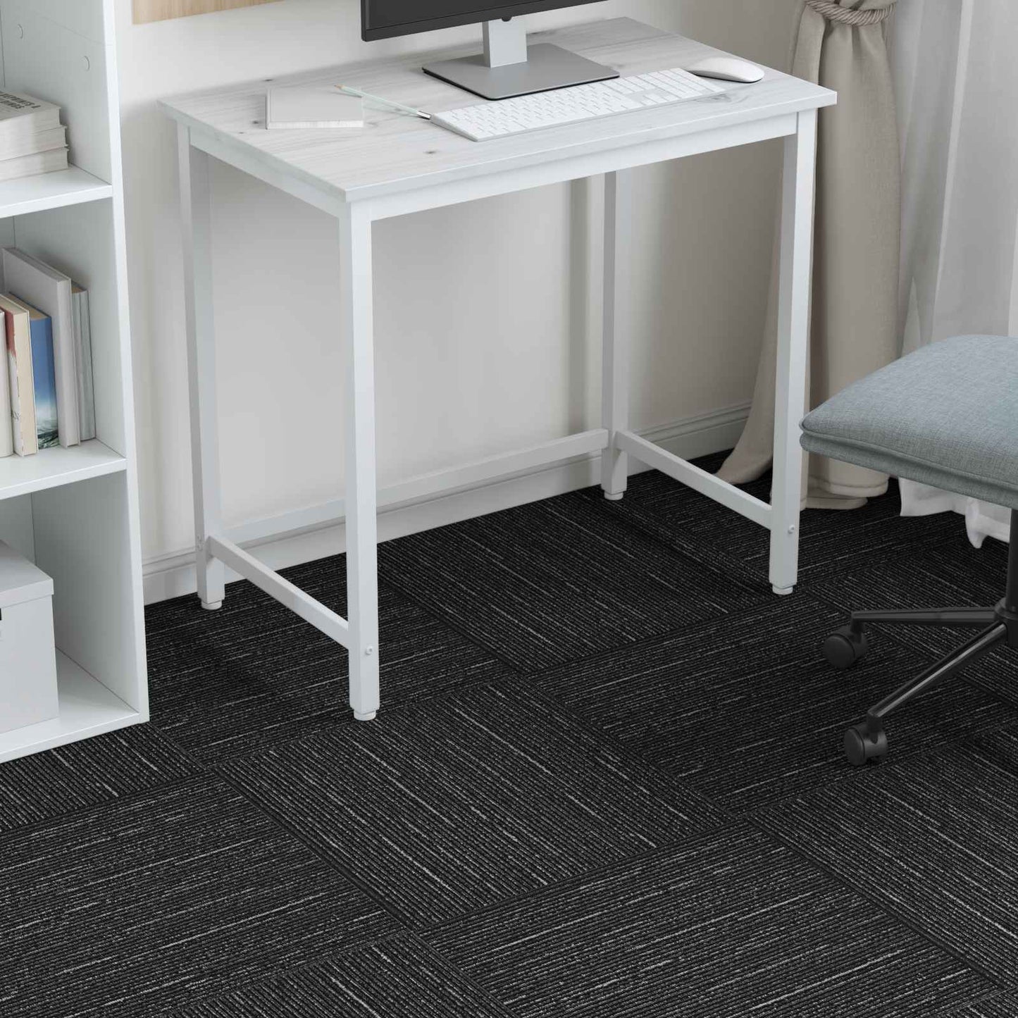 Carpet Tile Striped Black 50 x 50 cm 36 pcs PP and Bitumen