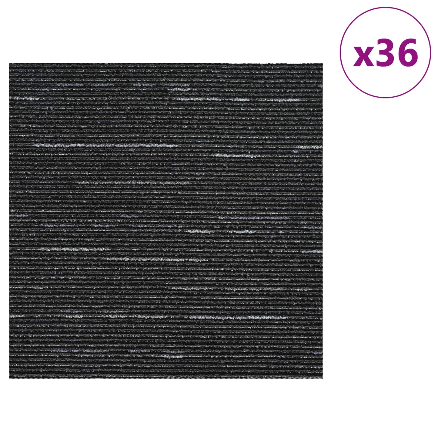 Carpet Tile Striped Black 50 x 50 cm 36 pcs PP and Bitumen