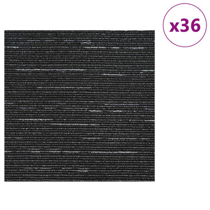 Carpet Tile Striped Black 50 x 50 cm 36 pcs PP and Bitumen