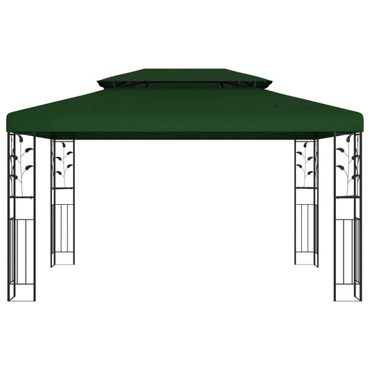 Gazebo 3.97 x 2.96 x 2.68 m Green Polyester and Steel