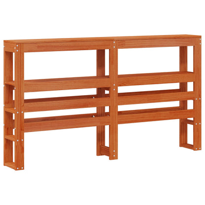Bed Frame with Headboard with Storage Wax Brown Solid Pine Wood