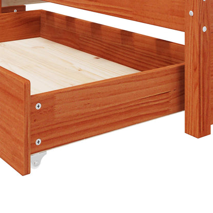 Bed Frame with Drawer with Storage Wax Brown Solid Pine Wood