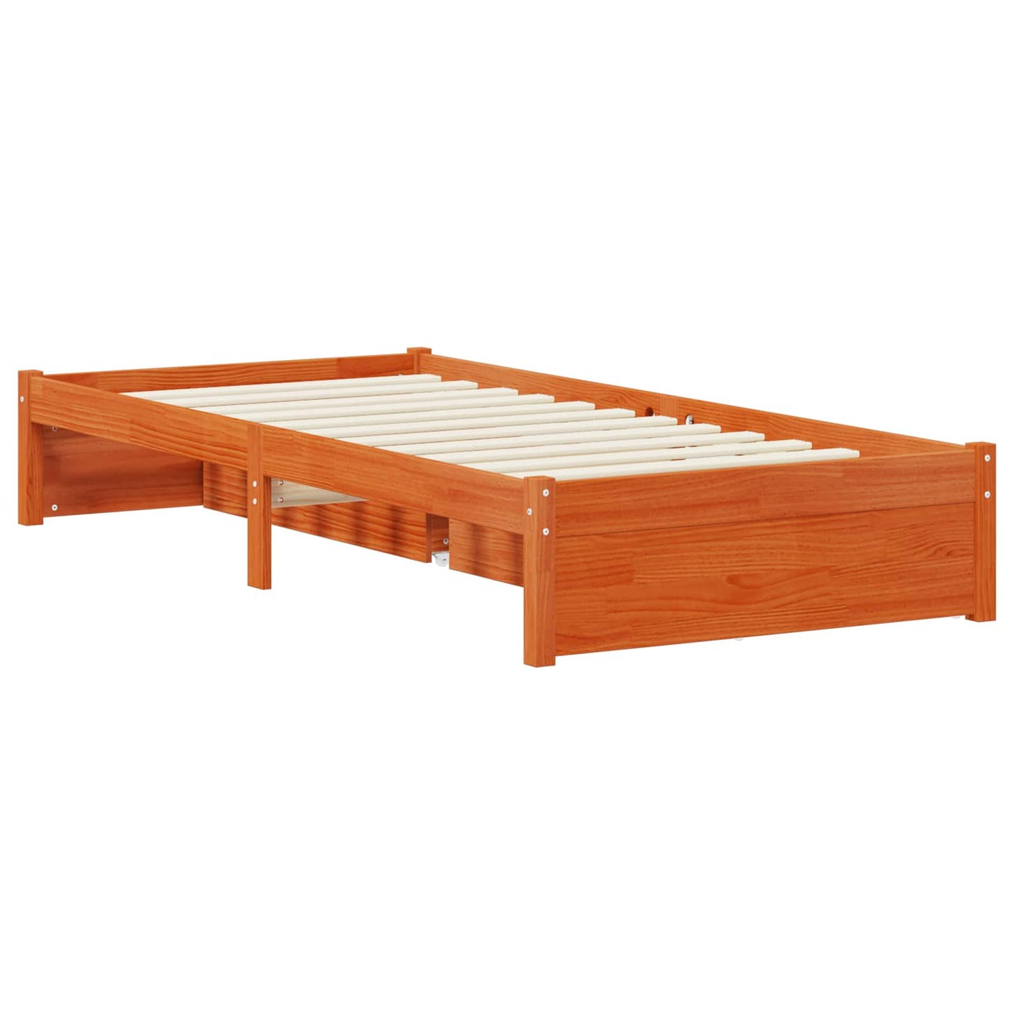 Bed Frame with Drawer with Storage Wax Brown Solid Pine Wood