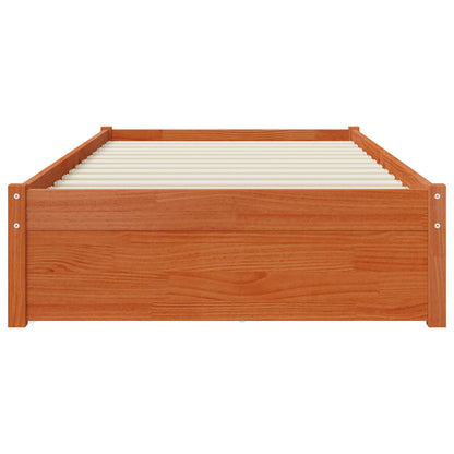Bed Frame with Drawer with Storage Wax Brown Solid Pine Wood