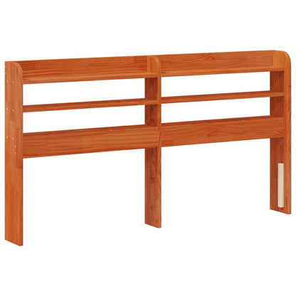 Bed Frame with Headboard with Storage Wax Brown Solid Pine Wood