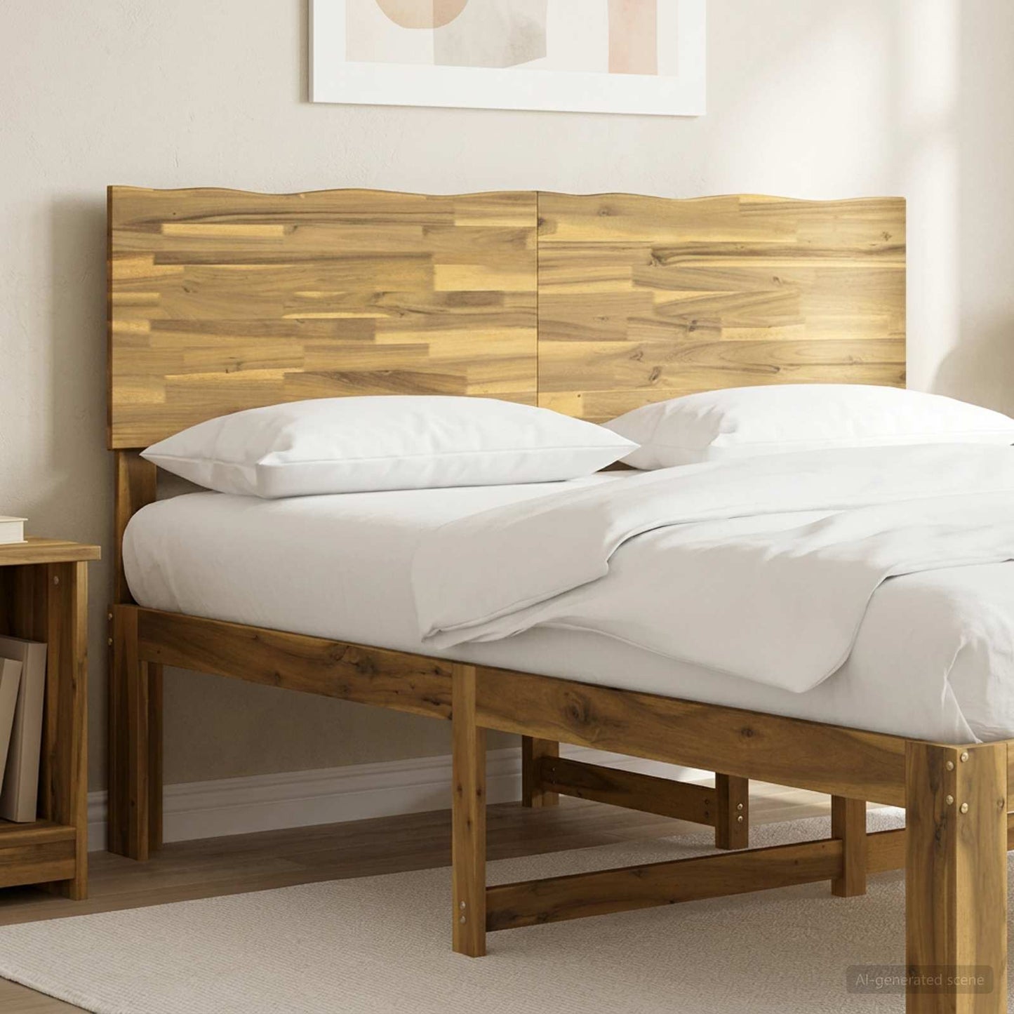Live Edge Headboard ROSTOCK White 120 cm Solid Acacia Wood