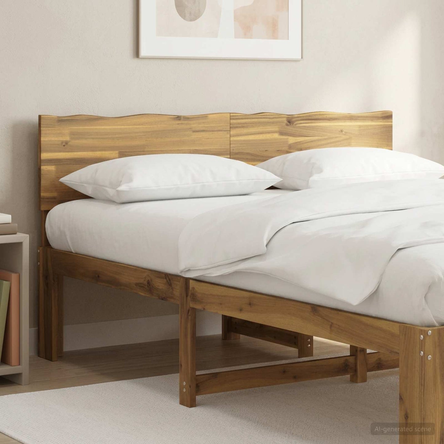 Live Edge Headboard ROSTOCK White 120 cm Solid Acacia Wood