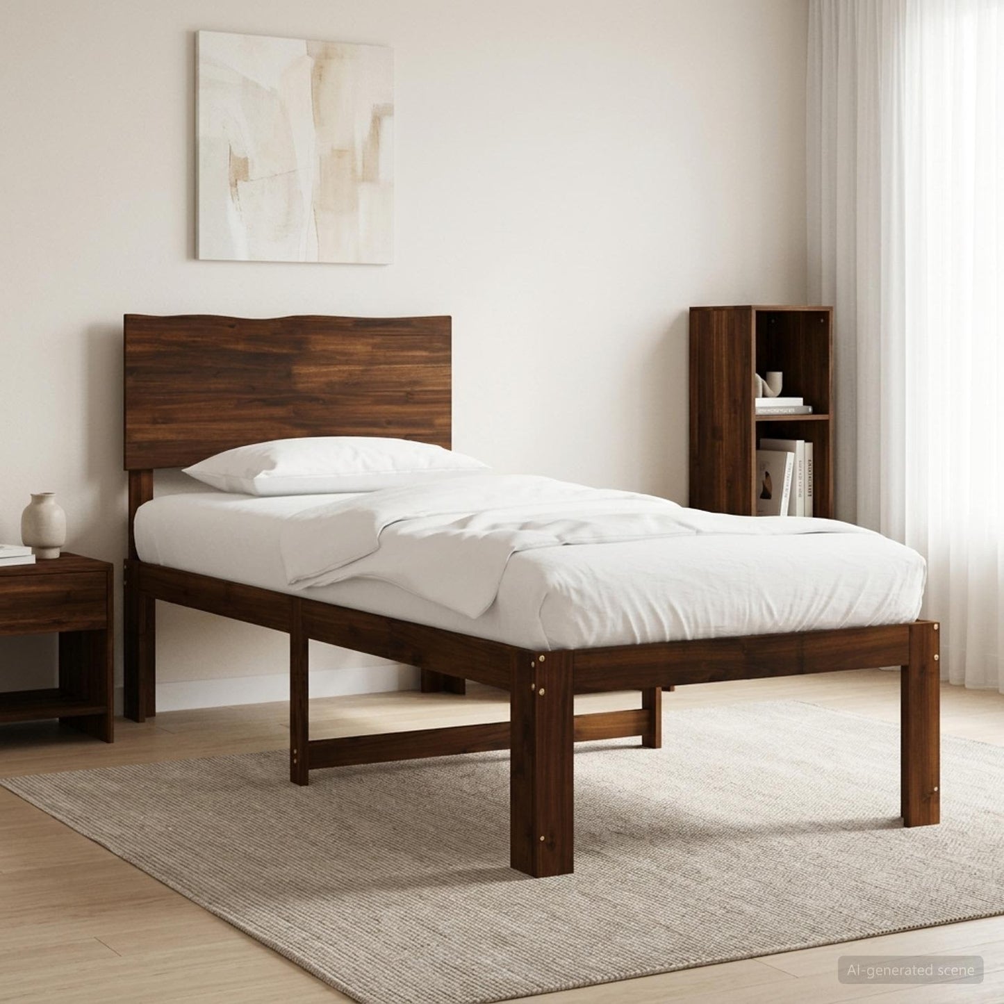 Single Bed Frame with Headboard ROSTOCK Dark Brown 75 x 190 cm