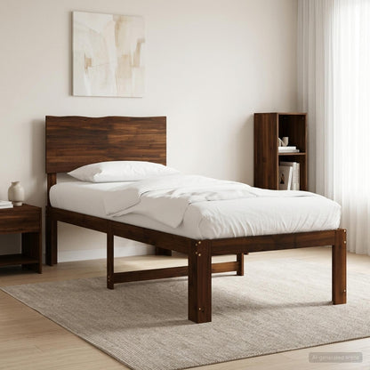 Single Bed Frame with Headboard ROSTOCK Dark Brown 75 x 190 cm