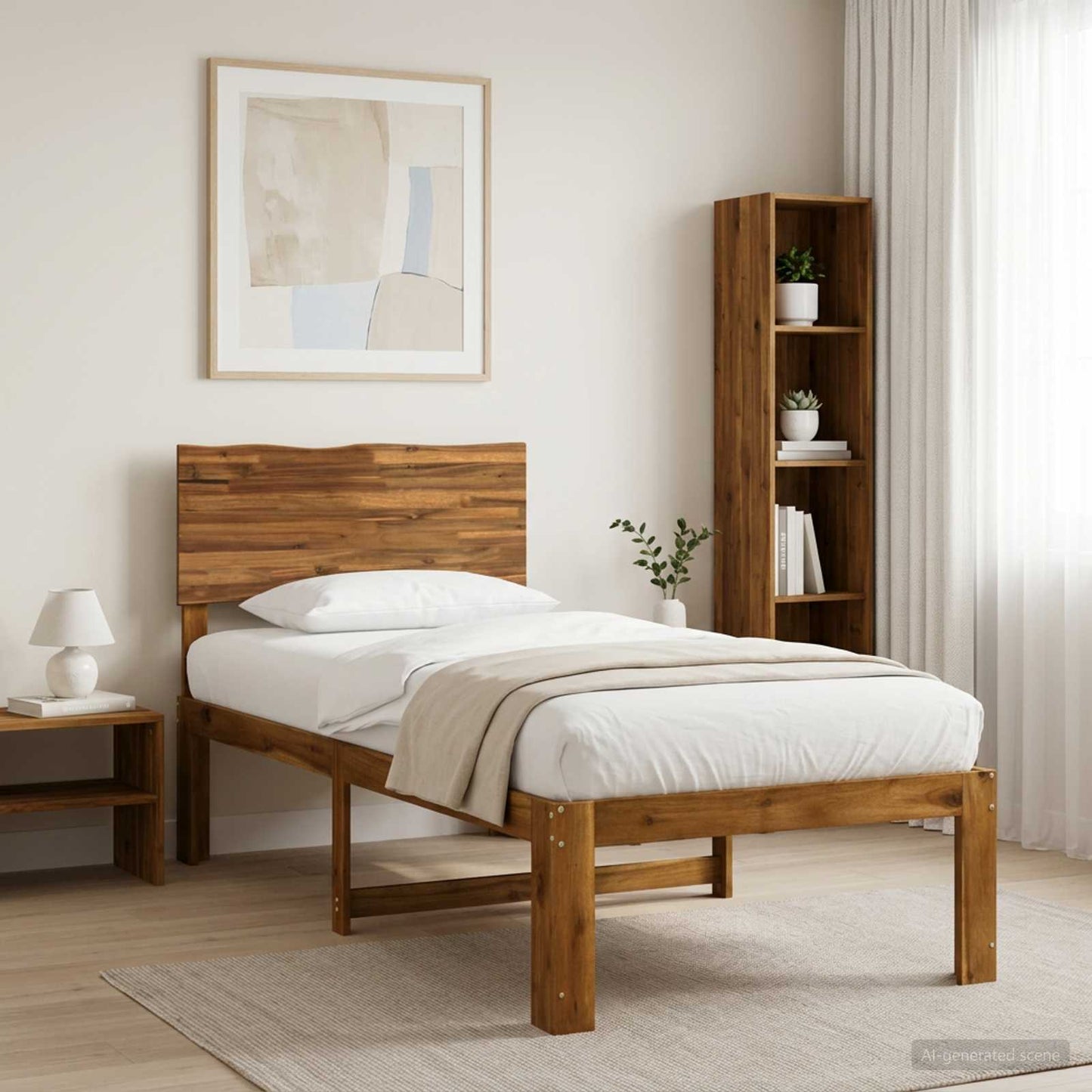 Single Bed Frame with Headboard ROSTOCK Natural 75 x 190 cm