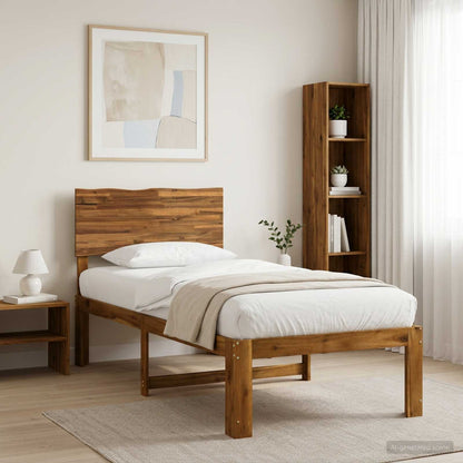 Single Bed Frame with Headboard ROSTOCK Natural 75 x 190 cm