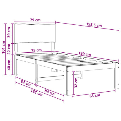 Single Bed Frame with Headboard ROSTOCK Natural 75 x 190 cm