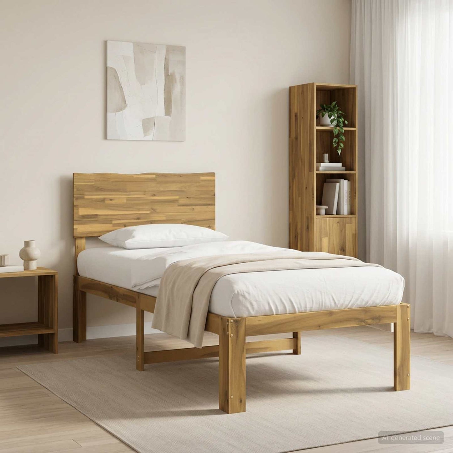 Single Bed Frame with Headboard ROSTOCK White 75 x 190 cm