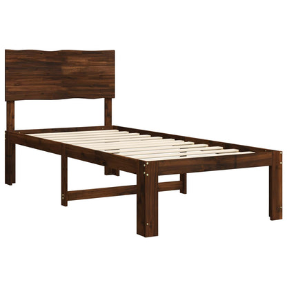 Single Bed Frame with Headboard ROSTOCK Dark Brown 90 x 190 cm