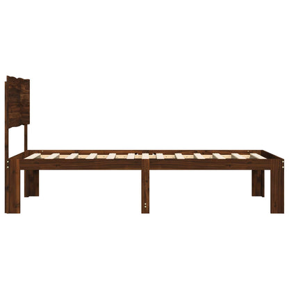 Single Bed Frame with Headboard ROSTOCK Dark Brown 90 x 190 cm