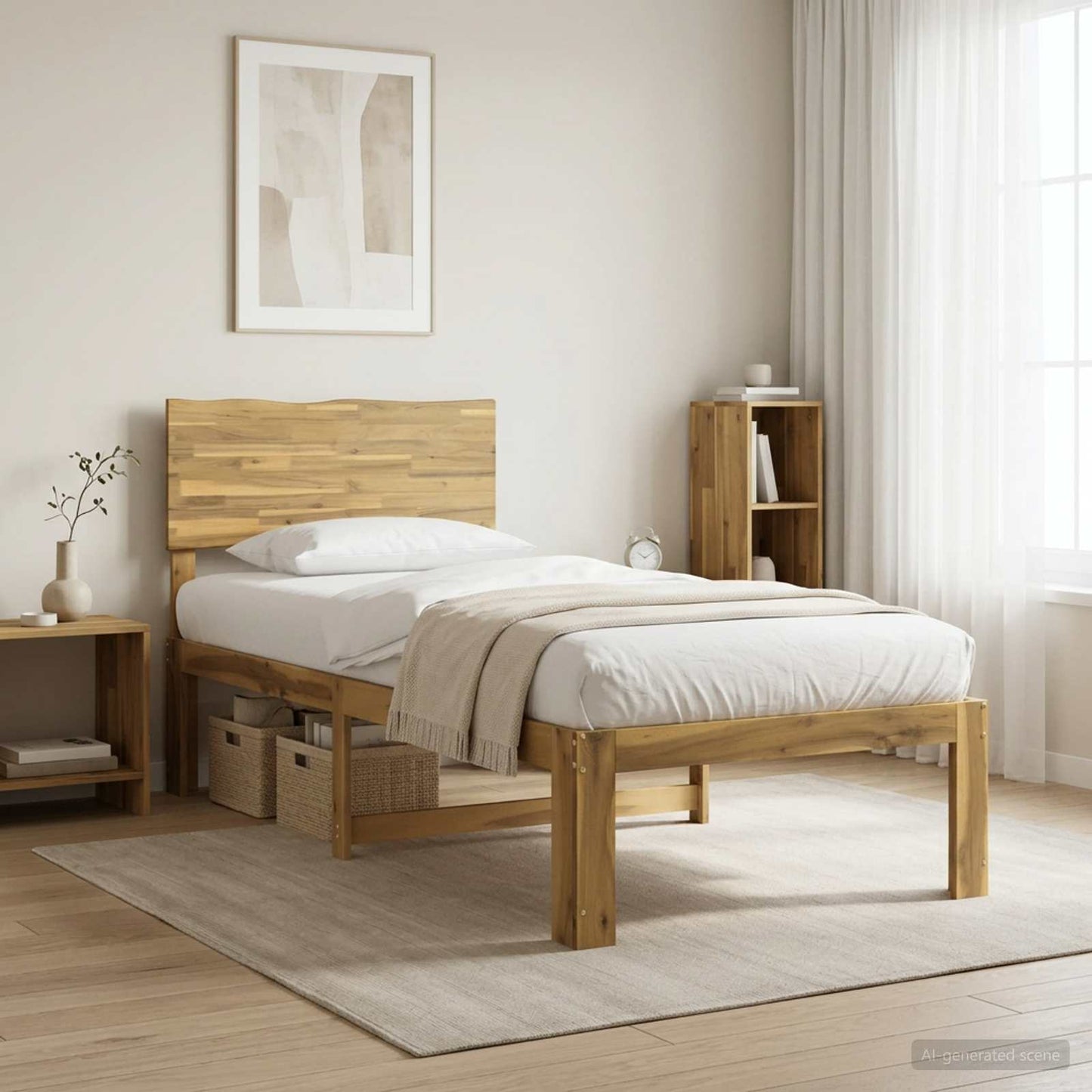 Single Bed Frame with Headboard ROSTOCK White 90 x 190 cm