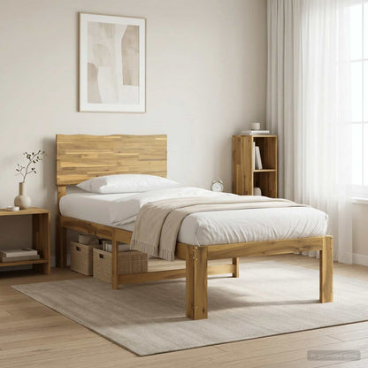 Single Bed Frame with Headboard ROSTOCK White 90 x 190 cm