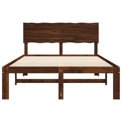 Double Bed Frame with Headboard ROSTOCK Dark Brown 120 x 190 cm