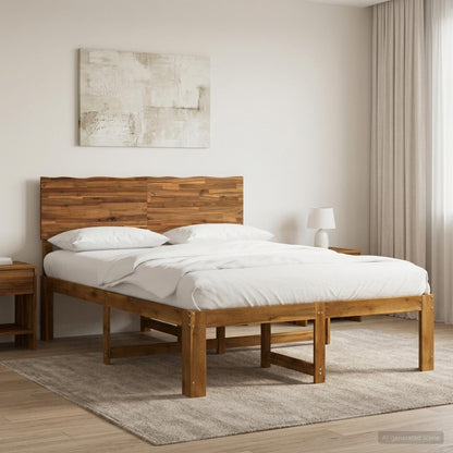 Double Bed Frame with Headboard ROSTOCK Natural 120 x 190 cm
