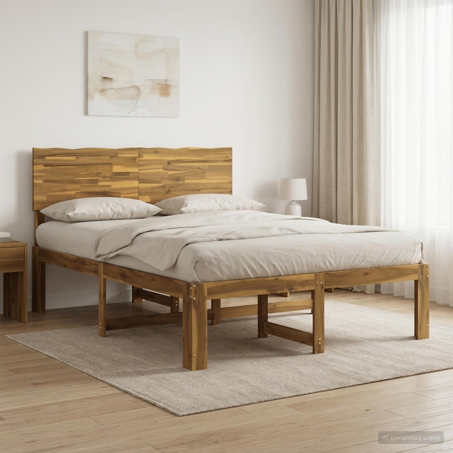 Double Bed Frame with Headboard ROSTOCK White 120 x 190 cm