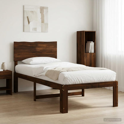 Single Bed Frame with Headboard ROSTOCK Dark Brown 80 x 200 cm