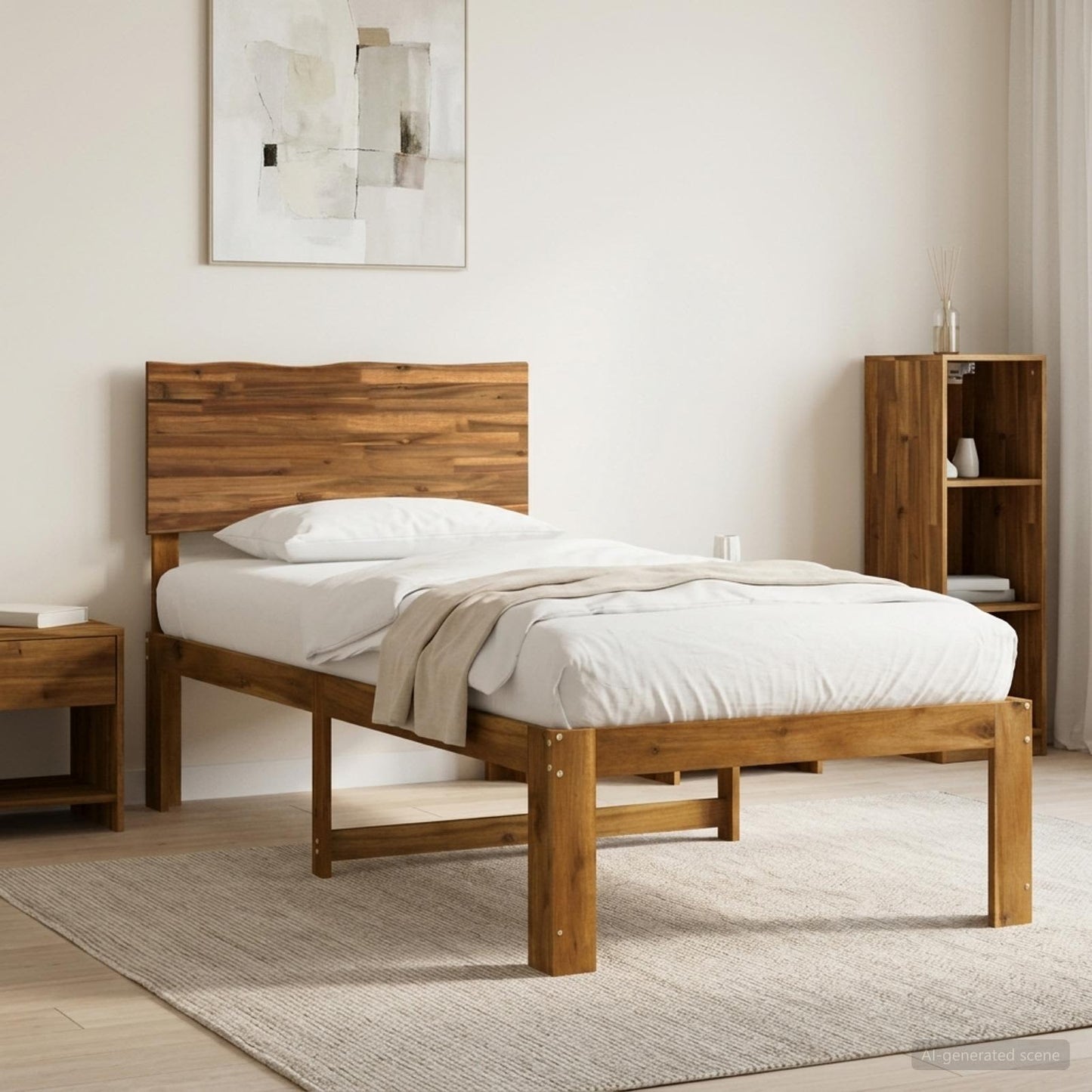 Single Bed Frame with Headboard ROSTOCK Natural 80 x 200 cm