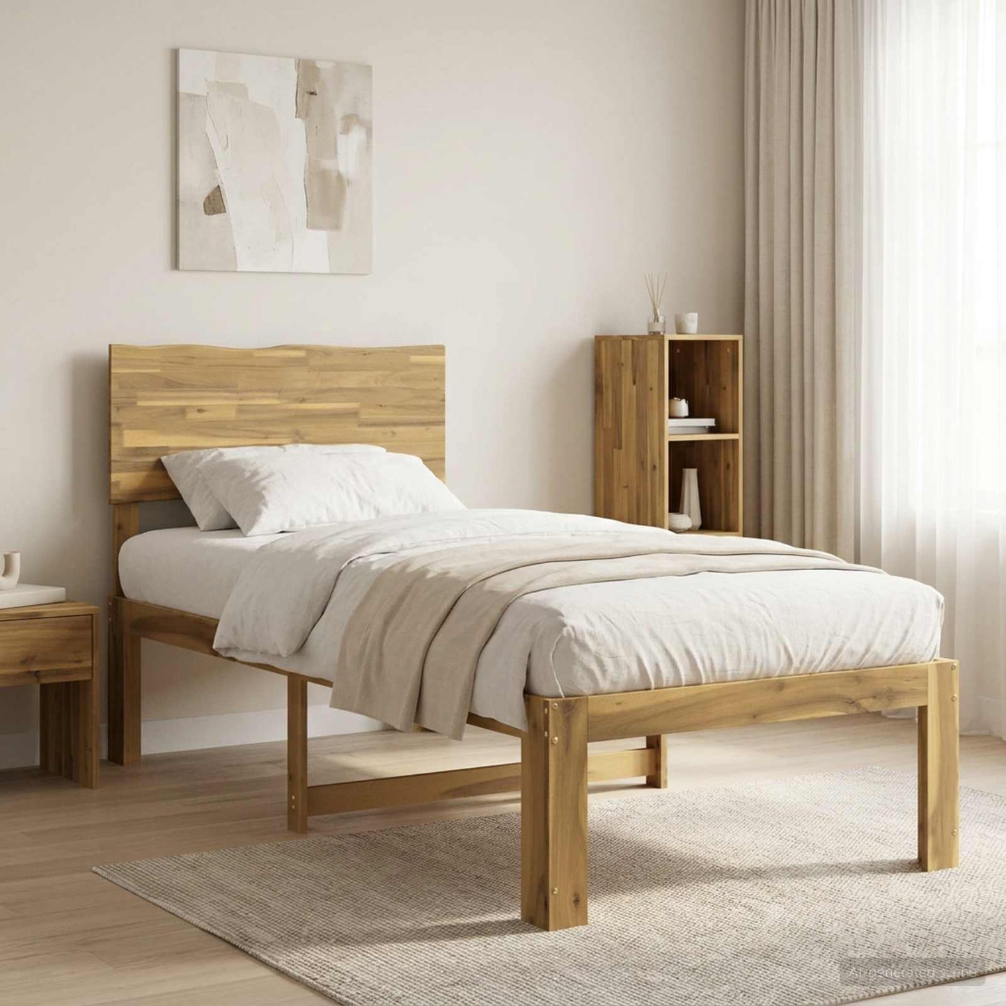 Single Bed Frame with Headboard ROSTOCK White 80 x 200 cm