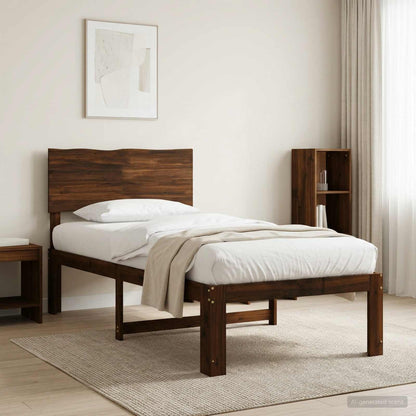Single Bed Frame with Headboard ROSTOCK Dark Brown 90 x 200 cm
