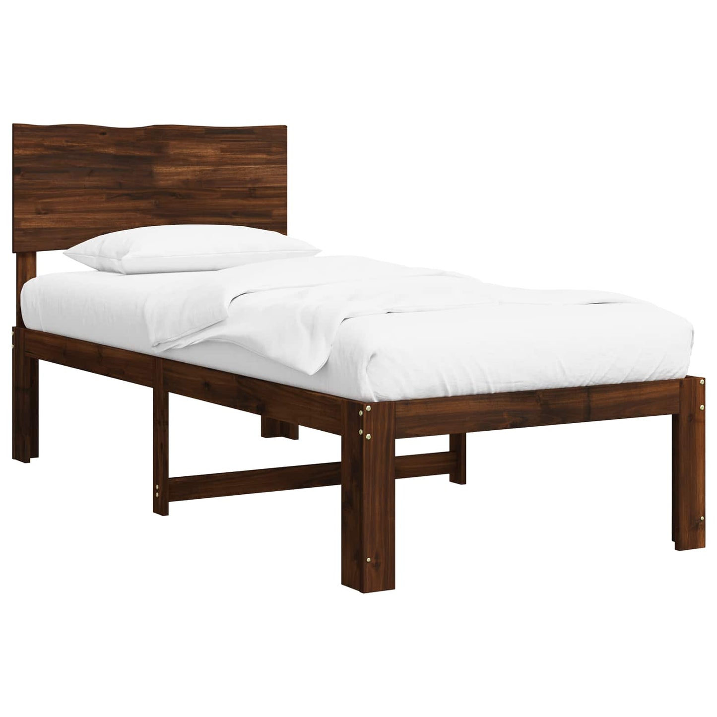 Single Bed Frame with Headboard ROSTOCK Dark Brown 90 x 200 cm