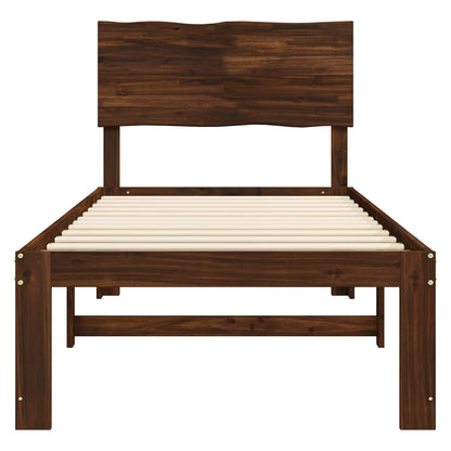 Single Bed Frame with Headboard ROSTOCK Dark Brown 100 x 200 cm