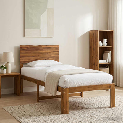 Single Bed Frame with Headboard ROSTOCK Natural 100 x 200 cm